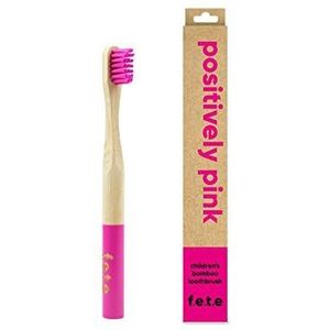f.e.t.e | Positief roze bamboe tandenborstel voor kinderen, biologisch afbreekbaar en composteerbaar handvat | recyclebare zachte haren | Duurzaam | Vegan