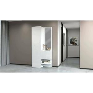 Dmora Vinicio Multifunctionele kast met 2 deuren, multifunctionele kast met spiegel, 90 x 35 x 190 cm, wit