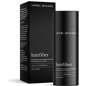 LEON MIGUEL Hair Fiber - Haarverdichting - Premium Strooighaar/Strooihaar met direct effect bij inhammen, haaruitval en licht haar - Haarpoeder | 25g (BRUIN)