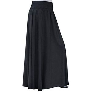 Kanpola Vintage lange geplooide rok dames maxi-rok elastische hoge taille avondrok zomerrok, 11, zwart, XL