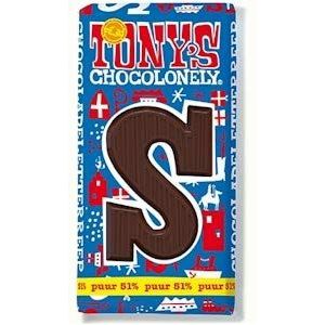 Tony's Chocolonely - Chocolade letterreep zachtbitter S - 180g