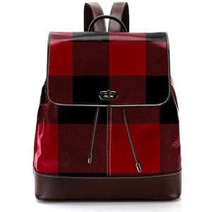 Geruite patroon rood zwart gepersonaliseerde schooltassen boekentassen voor tiener, Meerkleurig, 27x12.3x32cm, Rugzak Rugzakken