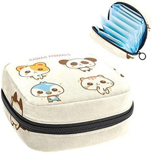 Maandverband Opbergtas,Draagbaar maandverband Opbergzak,Kavaii Animals Collection-01, Meerkleurig, 4.7x6.6x6.6 in/12x17x17 cm