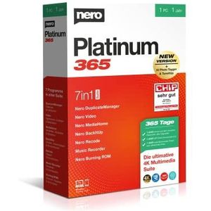 Nero Platinum 365 - Videobewerking - Back-up - Media Beheren & Afspelen - 8K - Voor 1 Jaar