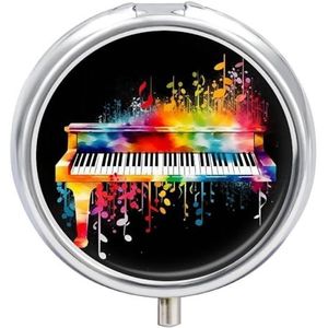 Kleurrijke Piano Toetsenbord Muziek Pil Doos Ronde Draagbare Pil Organizer Waterdichte Dagelijkse Vitamine Houder Dozen Creatieve 3 Compartiment Geneeskunde Pil Case voor Portemonnee Of Pocket