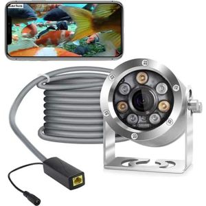 Barlus Onderwater Camera POE 5MP CMOS lens 100 ° Groothoek met Vullicht IP68 24/7 Waterdichte Camera voor Koi vijver/Marine Corrosie Weerstand met 32ft Kabel