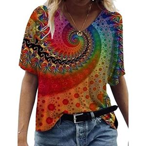 Oversized 3D Abstracte Print Vrouwen T-shirt Casual Losse Korte Mouw Top Tee Dames 5XL   Size Streetwear Tops-9002-6,S