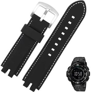 yeziu Siliconen Watchand voor Casio PRG-300/PRW-6000/6100/3000/3100 Duurzame waterdichte horlogeband(Red Line B)