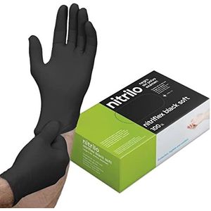 Sumedtec Nitril handschoenen maat S (100 stuks), wegwerphandschoenen van nitril, zwart, wegwerphandschoenen, poedervrij, zwarte handschoenen (latexvrij)