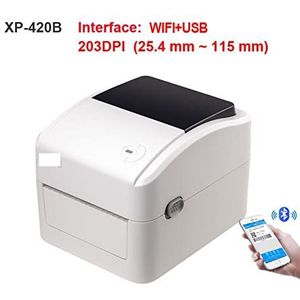 Draagbare inkjetprinter 420B Hoge Snelheid 152 mm/s Bluetooth USB Thermalprinter Pos Barcode Sticker Printer Machine 4x6 Verzending Label for mobiele voor codedatumlogolabel(Color:420B WIFI and USB)