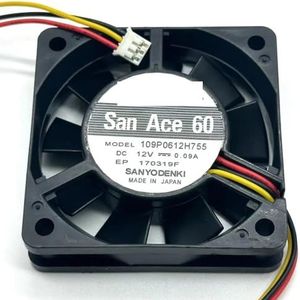 Voor SANYO DENKI 109P0612H755 DC 12V 0.09A 60x60x15mm 3-draads serverkoelventilator