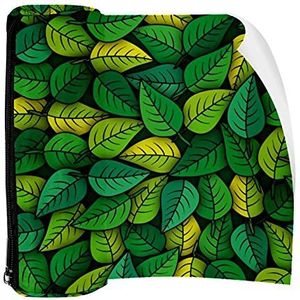 Potlood Case Pen Tas Houder met Rits Coin Organizer Tassen Make-up Cosmetische Pouch voor Vrouwen Tiener Meisjes Jongens Kinderen, Groen Bladeren Patroon