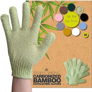 Exfoliërende washandschoenen, bamboe exfoliatorhandschoen, bad- / douchescrub, lichaamspeeling handhandschoen, schoonheidsscrubs/loofah, ingegroeide haren/dode huidverwijderaar (saliegroen)