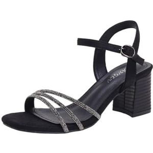 DREAM PAIRS Damesschoenen met enkelbandje en peep toe met lage hakken en kittenhakken Nina-166 gouden Size 10 US / 41 EU