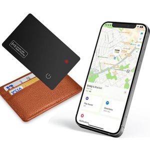 Pavlleen Smartcard tracker, dunne portemonnee, trackerkaart, compatibel met Apple Find My(alleen iOS) (alleen iOS) en IP67 waterdicht, GPS-artikelvinder voor portemonnee, bagagelabel, paspoort, 1 stuk
