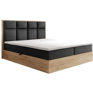 TRADA Boxspringbed met bedlade voor de slaapkamer, compleet, Selva, 9-zones met pocketveringmatras en topper (zwart, 140 x 200 cm)