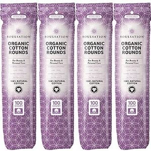 SoulSation Biologische Katoenen Ronden, 400 Count - Make-up Remover Pads voor Gezicht, Pluisvrij
