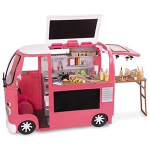 Our Generation – Speelset voor voertuigen – keuken & kookhoek – 46 cm poppenaccessoires – speelgoed voor kinderen vanaf 3 jaar – Food Truck roze