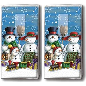 20 zakdoeken (2x 10) zakdoeken sneeuwpopfamilie/winter/Kerstmis