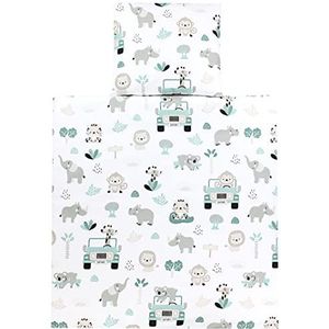 TupTam Baby Beddengoed voor Kinderwagen en Wieg 4-delig, Zoo Groen, 80x80 cm