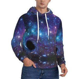 TTIGLHOH Galaxy Winter Hoodies Voor Mannen Fleece Gevoerde Sherpa Trui Kangoeroe Pocket Comfort Fit, Winter Sweatshirt, Zwart, M