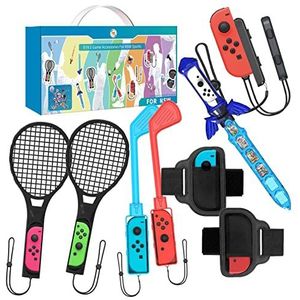 [9 In 1] Sport Game Accessoires Set voor Nintendo Switch,Tennisrackets,Golfclubs,Polsband,enz.Combo Pack Somatosensorische Game Accessoires voor Switch NS