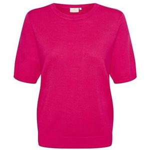 KAFFE Damestrui met korte mouwen, ronde hals, regular fit, strakke gebreide trui, virtual roze, L
