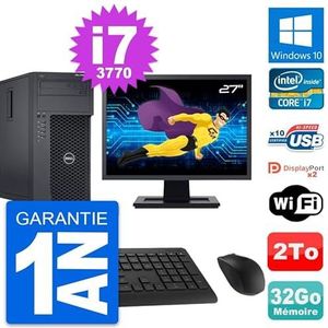 Dell PC Tower T1650 display, 27 inch, Intel i7-3770 RAM, 32 GB, 2 TB, Windows 10, wifi (gereviseerd)