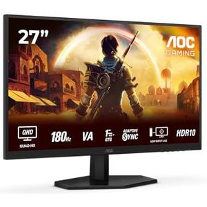 AOC Gaming Q27G42XNE - 27 inch Quad HD-monitor, 180 Hz, 1 ms, FreeSync Prem., HDR10 (2560 x 1440, 2 x HDMI 2.0, 1 x DisplayPort 1.4) zwart