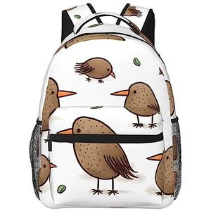 BTCOWZRV IJshockeypatroonReisrugzakken voor dames en heren, lichtgewicht canvas dagrugzak gepersonaliseerde laptoptas, Kiwi Vogels Schattig, One Size