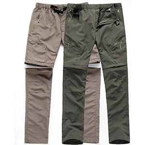 Sneldrogende, uitneembare broek voor heren, broek met afritsbare pijpen, buitenvissen, wandelen, kamperen, casual broek, converteerbare wandelbroek,Army green,XL