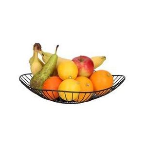 QUVIO Fruitschaal - Fruitmand - Schalen - Decoratieve schalen - Groente schaal - Opberger - Draadstaal - Vierkant - Metaal - Zwart - Staand - 27 x 27 x 5 cm (lxbxh)
