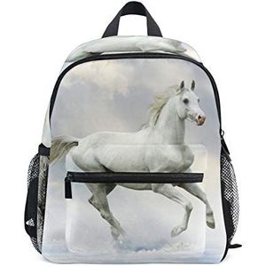 BALII Running White Horse Peuter Rugzak Boek Tas School Rugzak voor Meisje Jongen Kinderen