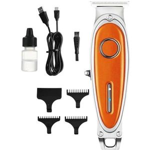 Tondeuse voor mannen, tondeuse professionele haarsnijmachine oplaadbare tondeuse draadloze kapper huishoudelijke trimmer voor mannen (kleur: oranje)