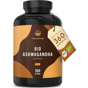 Bio Ashwagandha - 360 Capsules - Hoge Dosis 2600mg per Dag - Veganistisch - Duitse Productie