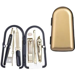 6-delige manicureset goudkleurige nagelknipper set professionele manicure verzorgingsgereedschap roestvrijstalen vingernagelverzorgingsset met reisharde doos Manicure Pedicure Sets