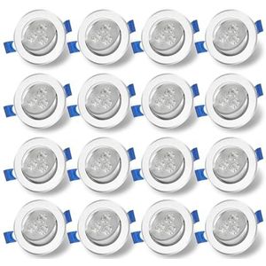 Ikodm Led-inbouwspots 230 V, set van 100 led-inbouwlampen, 3 W, led-plafondspot, platte plafondspot, diameter van het gat Ø 60 mm, warmwit 3000 K, plafondlamp voor badkamer, slaapkamer, keuken