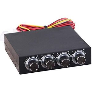 Ventilator-snelheidsregelaar Computer Ventilator-controller Snelheidsregelaar voor pc, LED-koeling voorpaneel, 4-kanaals, 4-pins en 3-pins