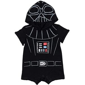 Star Wars Darth Vader Baby Jongens Korte Mouw Hooded Romper Kostuum Outfit - Zwart - 3-6 Maanden