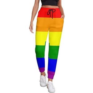 Regenboog LGBT Pride Vlag Joggingbroek Voor Vrouwen Hoge Taille Joggers Casual Lounge Broek Met Zakken Voor Workout Running