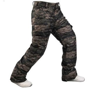FGAQLUK Camouflage-skibroek For Heren, Waterdichte Skibroek Met Enkel Board En Dubbel Board, Warme Winterwandel- En Bergsportbroek(Dark camouflage,L)
