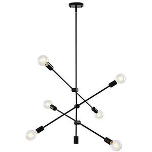 WFZRXFC Nordic Postmodern Minimalisme Plafondlamp Geometrische Lijn Kunst Hanglamp Landelijke Stijl Boerderij Lichtpunt 6 Lichten Spoetnik Kroonluchter