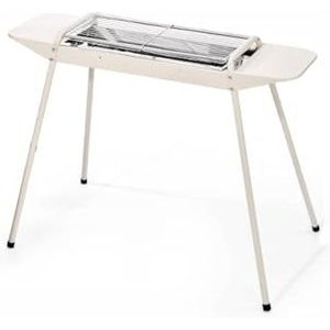 PNAJFUEL Draagbare houtskoolgrill, inklapbare roestvrijstalen rookoven, Bbq-grill, in hoogte verstelbare grill met afneembare zijtafel, voor outdoor koken, camping, wit