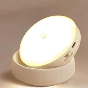 Slaapkamer Verlichting Oplaadbaar Onderkastlicht Draadloze Kastnachtlamp 360 Graden Gedraaide PIR-bewegingssensor Nachtlampje Wandlampen Wandlampen Moderne wandlampen (Color : Warm White)