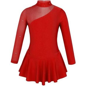 Turnpakje voor meisjes Sneeuw Vorm Strass Ballet Dans Leotards Kunstschaatsen Jurk Meisjes Mesh Lange Mouw Tutu Rok Gymnastiek Kostuum(Color10,10)