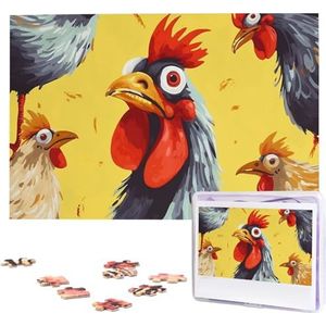 KHiry Puzzels, 1000 stuks, gepersonaliseerde legpuzzels, kunst, kip schilderen, fotopuzzel, uitdagende puzzel voor volwassenen, personaliseerbare puzzel met opbergtas (74,9 x 50 cm)