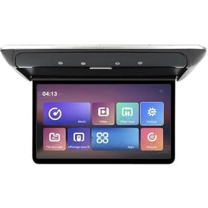 19 inch automonitor, multimedia-videospeler, 4+64 GB, 1080P, plafond-tv, dakmontage, display for SUV, camper, camper(4-64 IPS Touch Black)