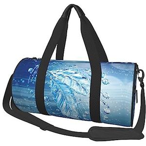 Frozen Leaf Bubbles Ocean Water Gedrukt Ronde Duffel Bag Lichtgewicht Reizen Sporttas voor Mannen Vrouwen, Zwart, Eén maat
