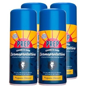4 x PREP huidbeschermend scheerschuim, rijke en romige formule voor het scheren van de gevoelige huid, hydrateert en verfrist, 4 flessen à 300 ml