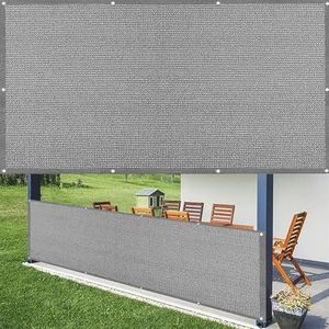 Balkonscherm 70 x 950 cm Wind en Uv-Bescherming Weerbestendig Privacy Ondoorzichtige Balkondoek met Oogjes Kabelbinders Voor Balkonleuning, Terras, Grijs